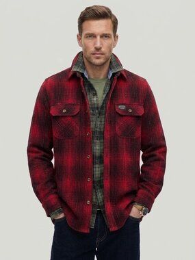 Superdry XS Over Ombre Red Checkered Overshirt